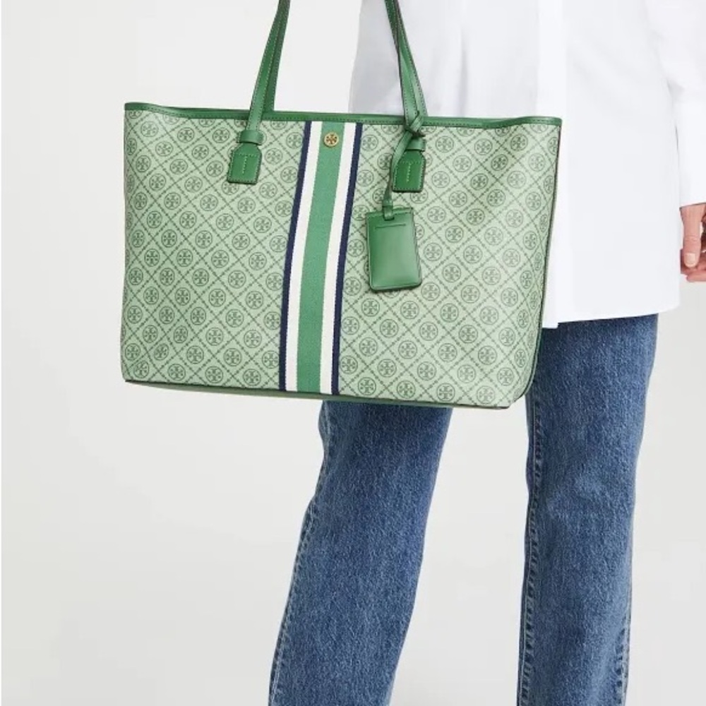 Tory Burch Green and White Tote Bag - original - Picture 8 of 9